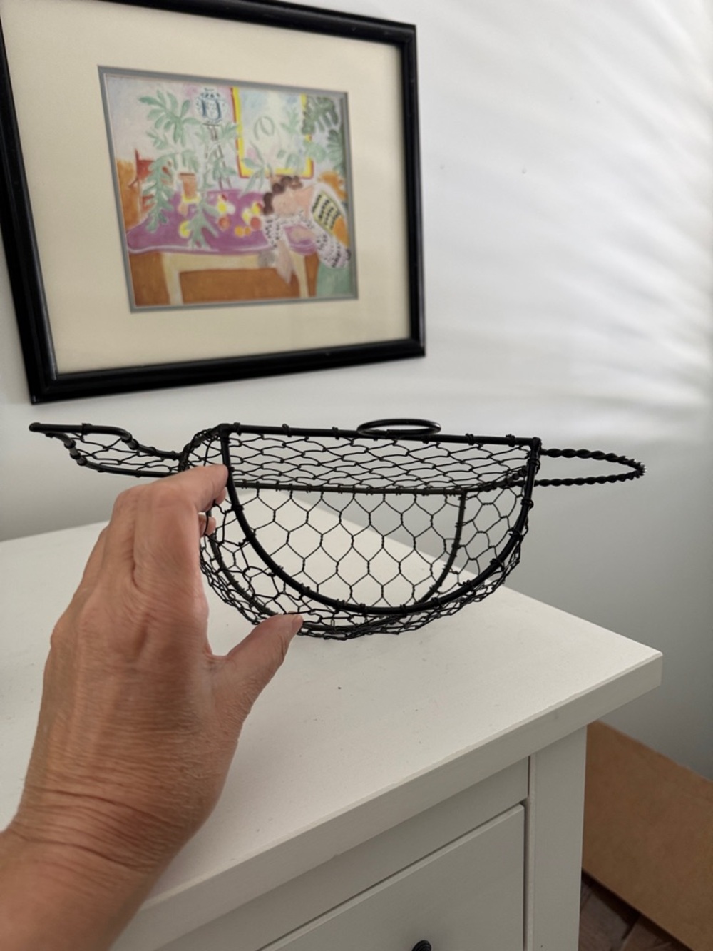 Black Chicken Wire Teapot Shape Wall or Tabletop Basket Farmhouse Cottagecore - Picture 4 of 4